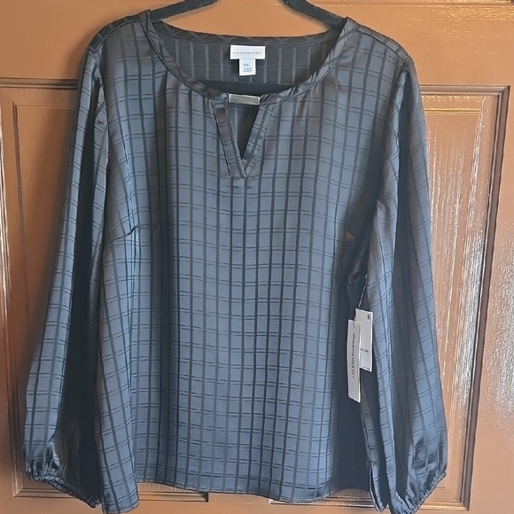 Liz Claiborne Tops - Liz Claiborne-Blk pullover silky long sleeved blouse Sz PXL NWT.